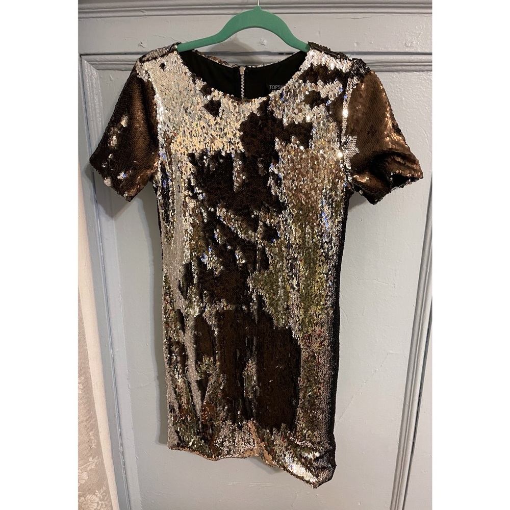 Topshop Silver and Bronze Mini Sequin Bodycon Dress
